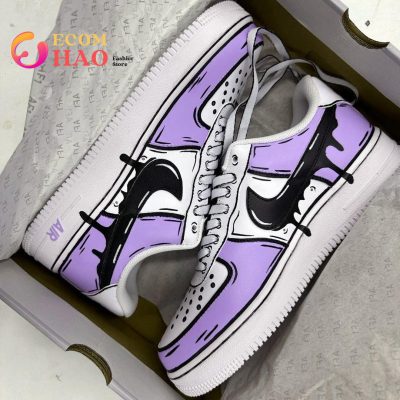 Custom Air Force 1 Cartoon Drip Purple
