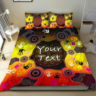 [Custom] Australia Aboriginal Inspired Bedding Set - Indigenous Circle Dot Painting Hand Art
