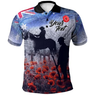 [Custom] Australia Anzac Day Polo Shirt - Lest We Forget Vintage Poppies