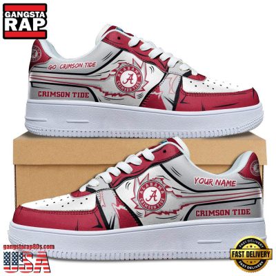 NCAA Custom Name Alabama Crimson Tide Air Force 1 Running Sneakers Shoes