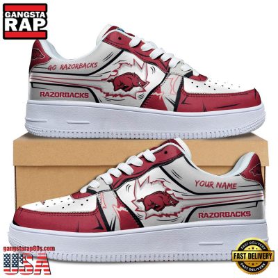 NCAA Custom Name Arkansas Razorbacks Air Force 1 Running Sneakers Shoes