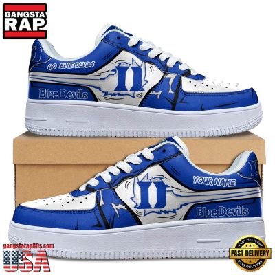 NCAA Custom Name Duke Blue Devils Air Force 1 Running Sneakers Shoes