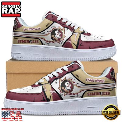 NCAA Custom Name Florida State Seminoles Air Force 1 Running Sneakers Shoes
