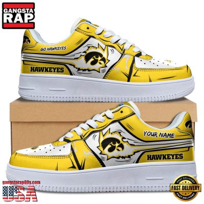 NCAA Custom Name Iowa Hawkeyes Air Force 1 Running Sneakers Shoes