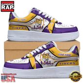 NCAA Custom Name LSU Tigers Air Force 1 Running Sneakers Shoes