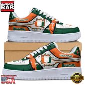 NCAA Custom Name Miami Hurricanes Air Force 1 Running Sneakers Shoes