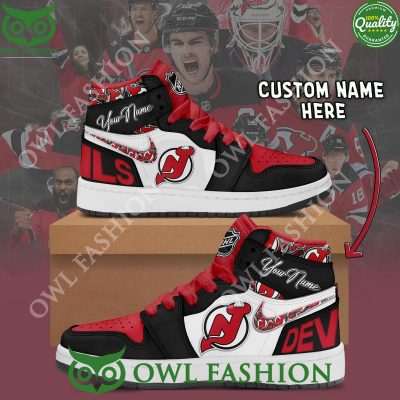Custom Name New Jersey Devils NHL Ice Hockey Air Jordan High Top