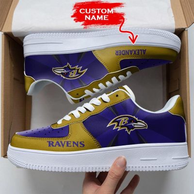 NFL Custom Name Baltimore Ravens Custom Super Bowl Air Force 1 Shoes Sneakers For Fans