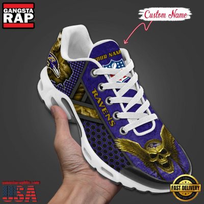 Custom Name NFL Baltimore Ravens Skull Air Max Plus Running Shoes For Men Women