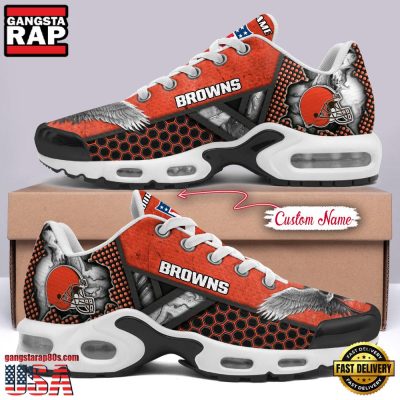 Custom Name NFL Cleveland Browns Skull Air Max Plus Running Shoes For Men Women