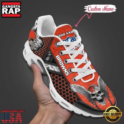 Custom Name NFL Cleveland Browns Skull Air Max Plus Running Shoes For Men Women