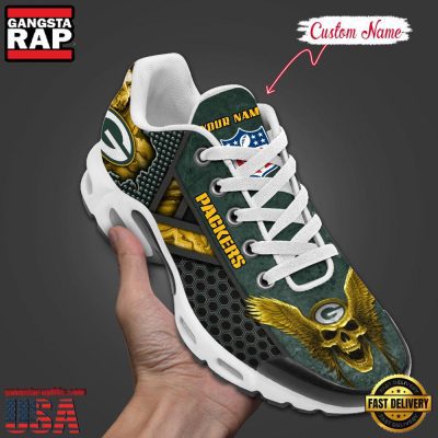 Custom Name NFL Green Bay Packers Skull Air Max Plus Running Shoes For Men Women