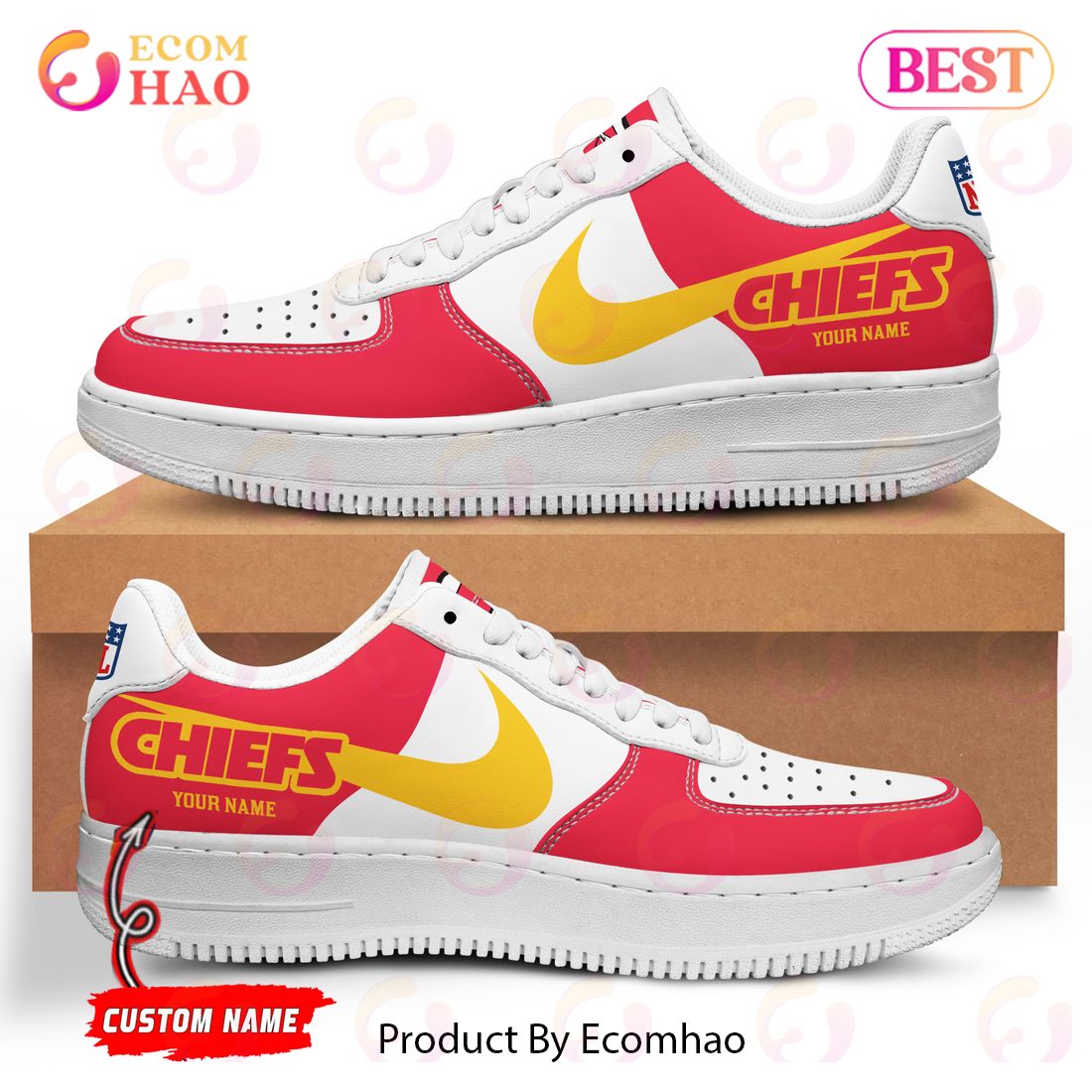 Custom Name NFL Kansas City Chiefs Personalized Air Force 1 Shoes, AF Sneakers Custom Name NFL Kansas City Chiefs Personalized Air Force 1 Shoes, AF Sneakers
