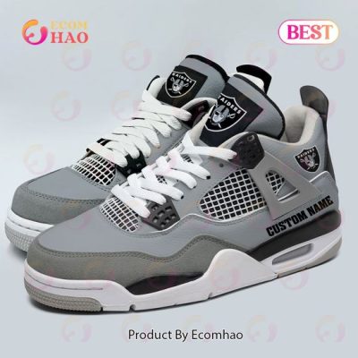 Custom Name NFL Las Vegas Raiders Personalized Air Jordan 4 Shoes, Sneaker
