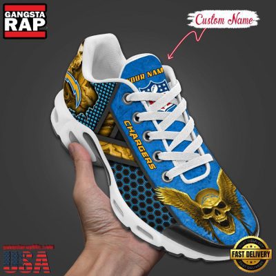 Custom Name NFL Los Angeles Chargers Skull Air Max Plus Running Shoes For Men Women