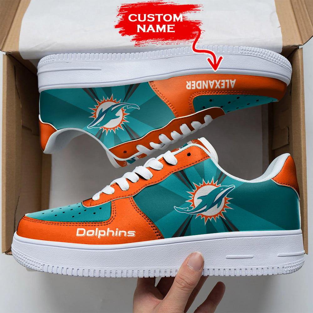 NFL Custom Name Miami Dolphins Custom Super Bowl Air Force 1 Shoes Sneakers For Fans NFL Custom Name Miami Dolphins Custom Super Bowl Air Force 1 Shoes Sneakers For Fans