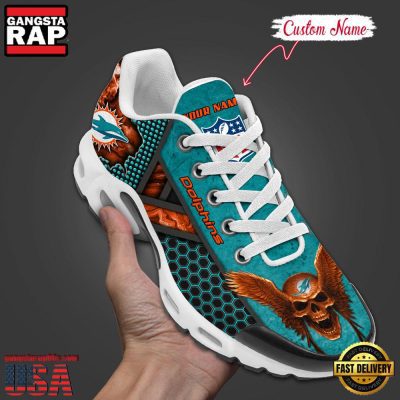 Custom Name NFL Miami Dolphins Skull Air Max Plus Running Shoes For Men Women