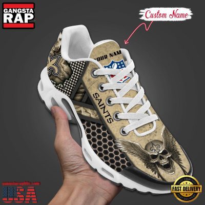 Custom Name NFL New Orleans Saints Skull Air Max Plus Running Shoes For Men Women