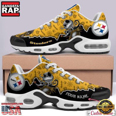 NFL Custom Name Pittsburgh Steelers Jack Skellington Air Max Plus Shoes - Running Sneakers