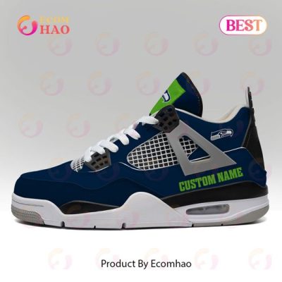 Custom Name NFL Seattle Seahawks Personalized Air Jordan 4 Shoes, Sneaker