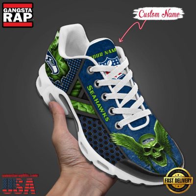 Custom Name NFL Seattle Seahawks Skull Air Max Plus Running Shoes For Men Women