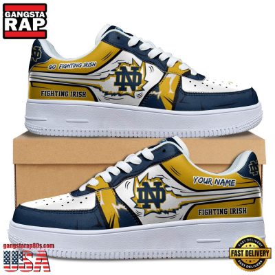 NCAA Custom Name Notre Dame Fighting Irish Air Force 1 Running Sneakers Shoes