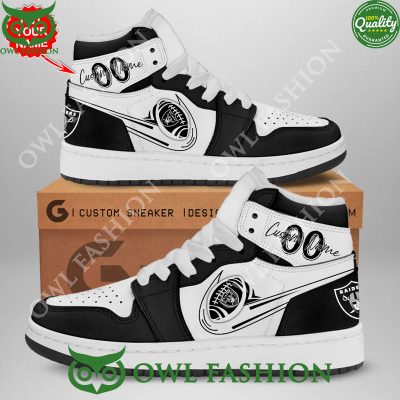 Custom Name Number Las Vegas Raiders NFL White Black Air Jordan Shoes