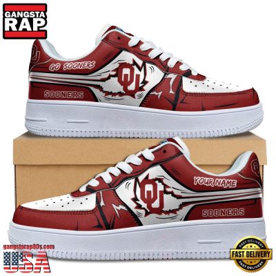 NCAA Custom Name Oklahoma Sooners Air Force 1 Running Sneakers Shoes