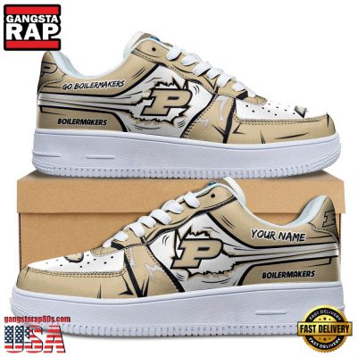NCAA Custom Name Purdue Boilermakers Air Force 1 Running Sneakers Shoes