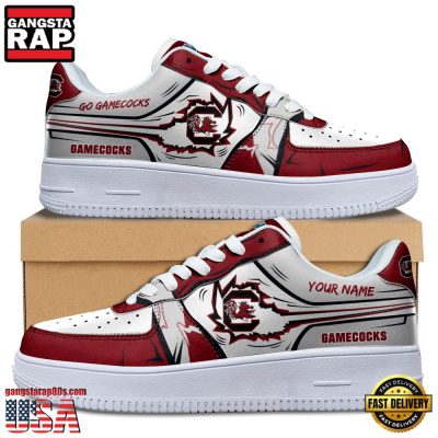 NCAA Custom Name South Carolina Gamecocks Air Force 1 Running Sneakers Shoes