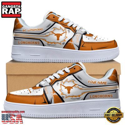 NCAA Custom Name Texas Longhorns Air Force 1 Running Sneakers Shoes