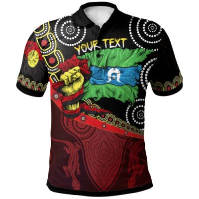 [Custom] Australia Breakout Polo Shirt - Aboriginal Inspired Flags & Dot Acrylic Paint Style Naidoc VER2