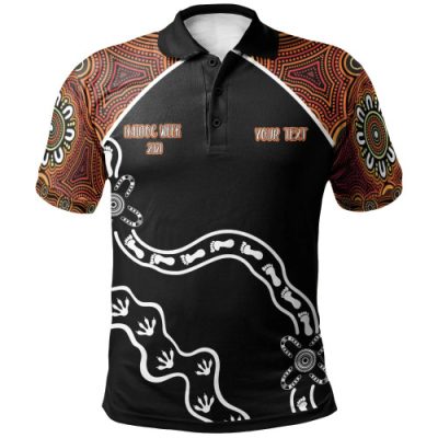 Australia Naidoc Week 2021 Polo Shirt - Aboriginal Inspired Footprint White Style