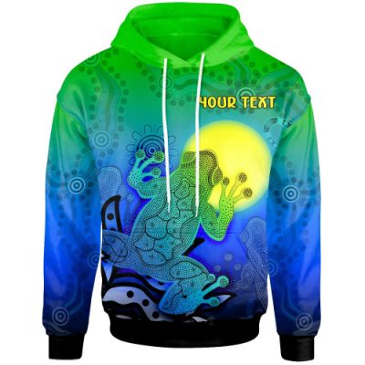 [Custom] Australia Aboriginal Inspired Hoodie - Indigenous Frog (Blue)