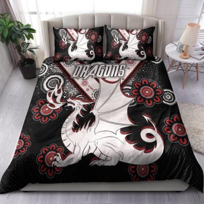 St. George Illawarra Dragons Bedding Set - Custom Aboriginal Inspired St. George Illawarra Dragons Bedding Set