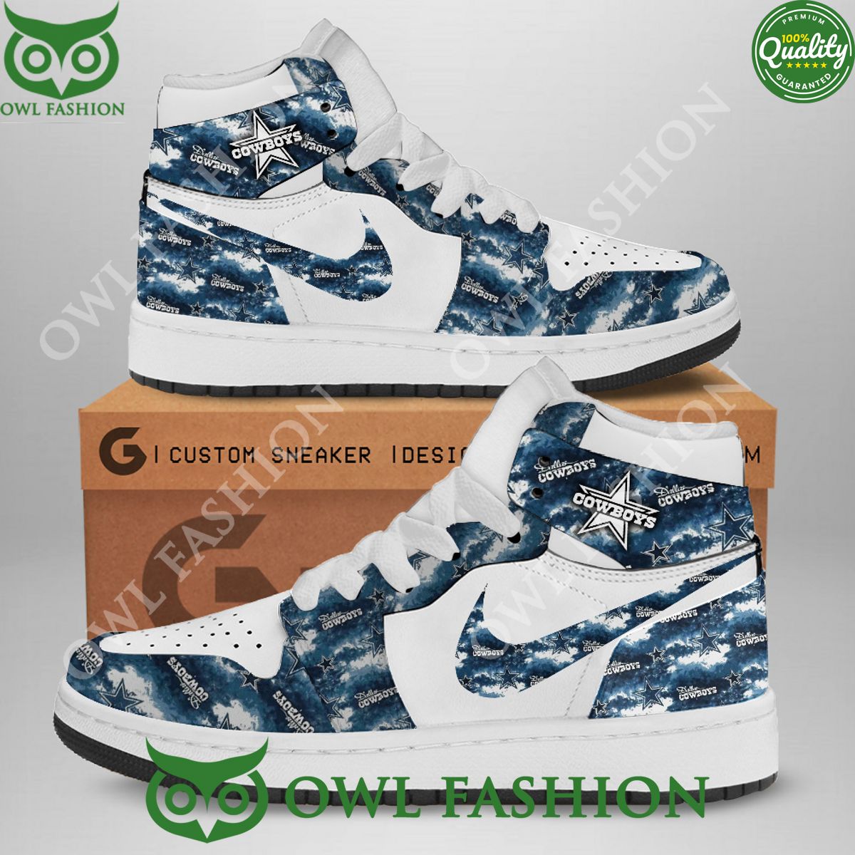 Dallas Cowboys NFL Blue Camouflage Air Jordan High Top Dallas Cowboys NFL Blue Camouflage Air Jordan High Top