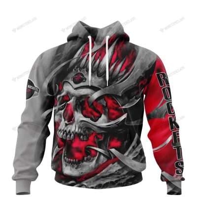 NBA Houston Rockets Custom Name Number Skull Pullover Hoodie