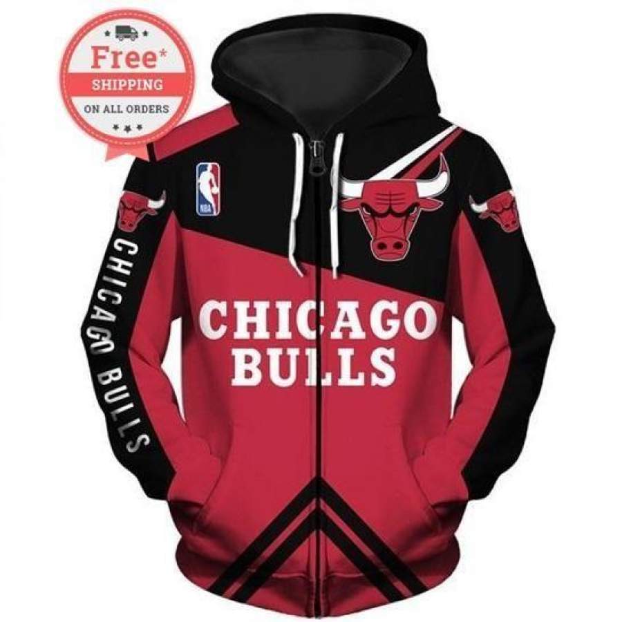 NBA Chicago Bulls Red Black Pullover Hoodie V5 NBA Chicago Bulls Red Black Pullover Hoodie V5