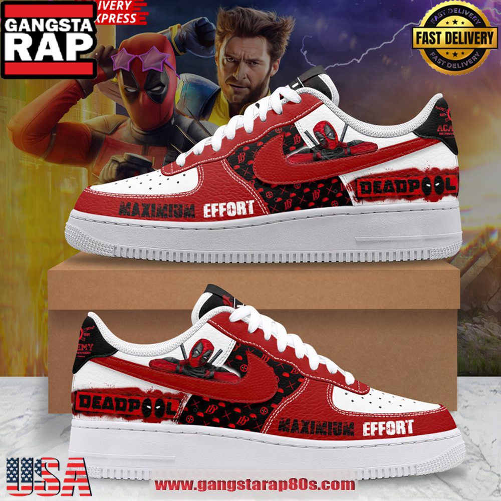 Deadpool & Wolverine Maximum Effort Limited Edition Air Force 1 Sneakers Shoes Deadpool & Wolverine Maximum Effort Limited Edition Air Force 1 Sneakers Shoes