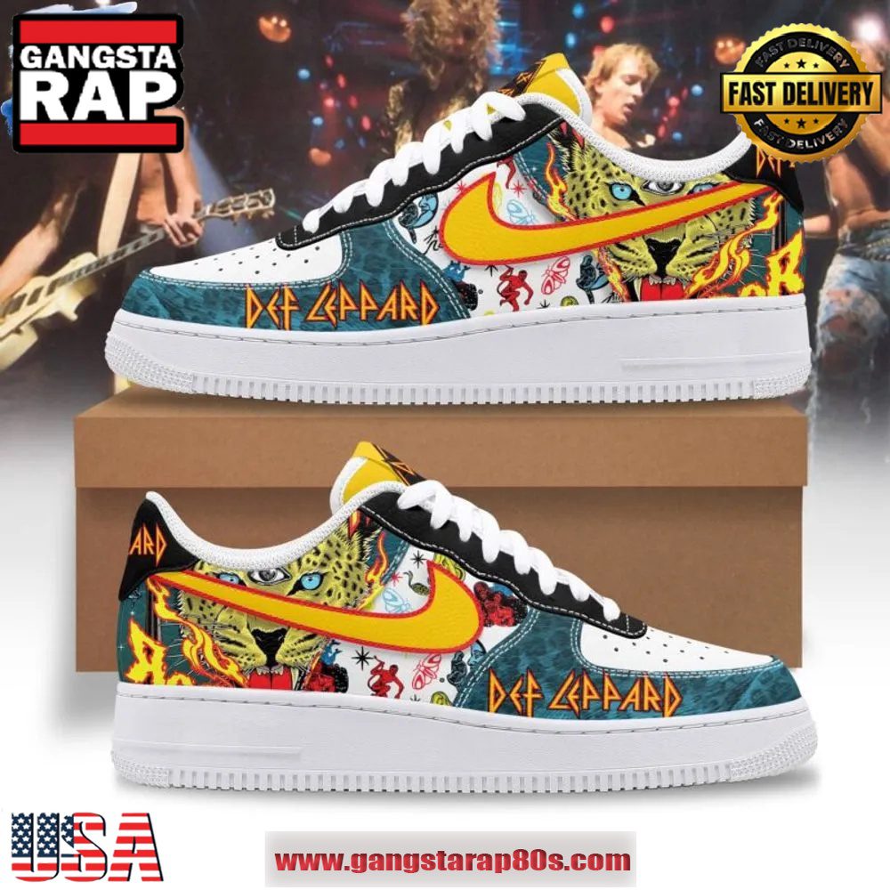 Def Leppard Special Edition Air Force 1 Running Sneakers Shoes Def Leppard Special Edition Air Force 1 Running Sneakers Shoes