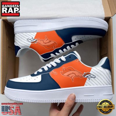 NFL Denver Broncos Basic Pattern Football New Design Air Force 1 Running Sneakers Shoes