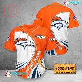 NFL Denver Broncos Custom Name Orange White Baseball Jersey
