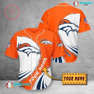 NFL Denver Broncos Custom Name Orange White Baseball Jersey
