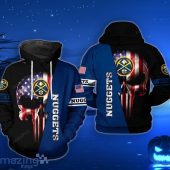 NBA Denver Nuggets US Flag Punisher Skull Pullover Hoodie