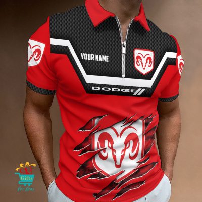 Dodge Custom Name New Design Zipper Polo Shirt