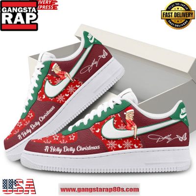 Dolly Parton A Holly Dolly Christmas Air Force 1 Running Sneakers Shoes
