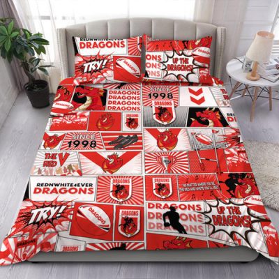 St. George Illawarra Dragons Bedding Set - Team Of Us Die Hard Fan Supporters Comic Style