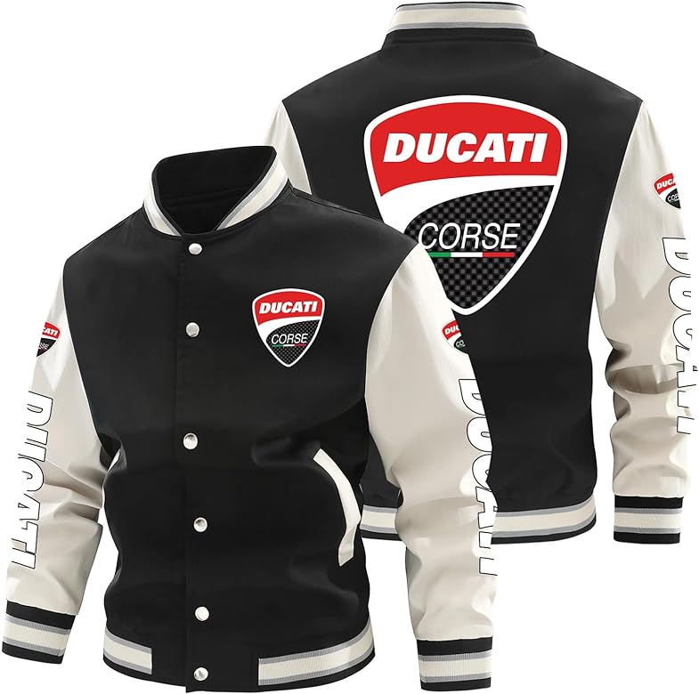 Ducati Black White Baseball Jacket Ducati Black White Baseball Jacket