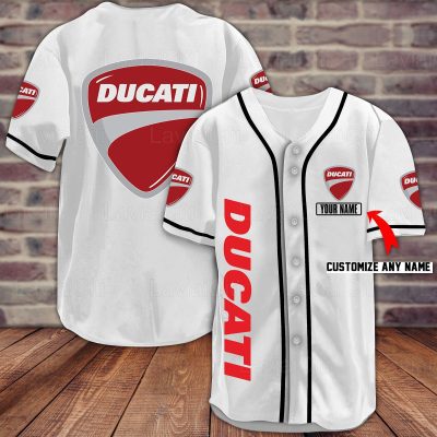 Ducati Custom Name White Baseball Jersey