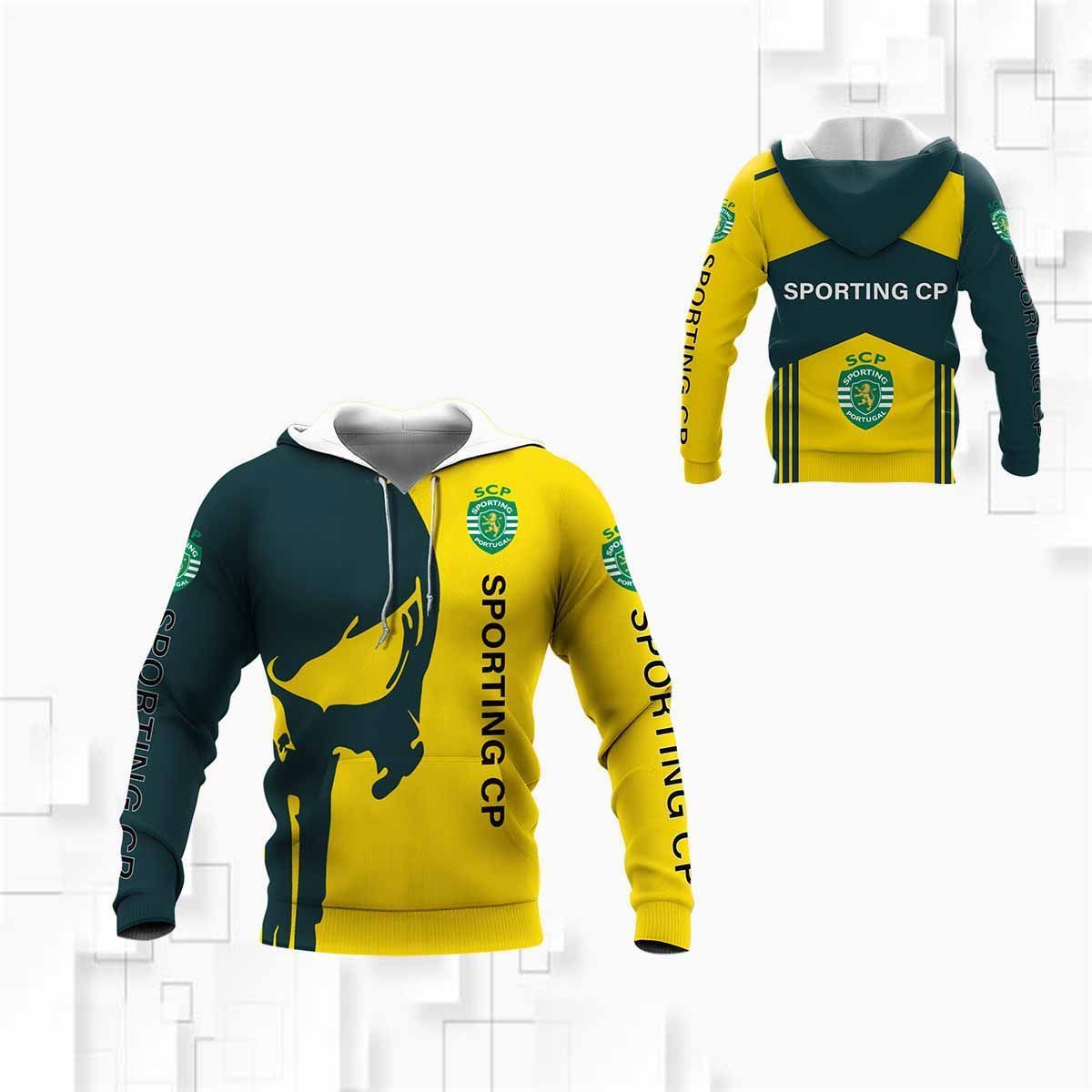 Sporting CP Yellow Dark Green Pullover Hoodie Sporting CP Yellow Dark Green Pullover Hoodie